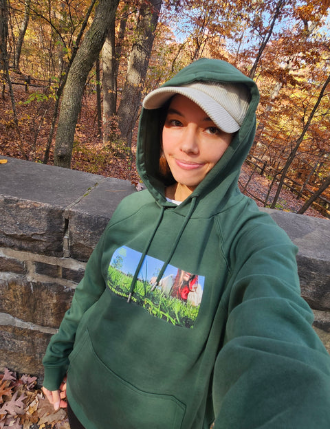 Unisex Eco Hoodie - Hold On EP Jacket Design by Lisa Monika YK (Green/Black/White)