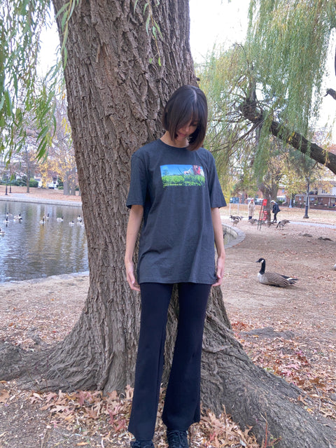 Unisex Organic Cotton T-shirt - Hold On EP Jacket Design by Lisa Monika YK (Heather Grey/Black/White)