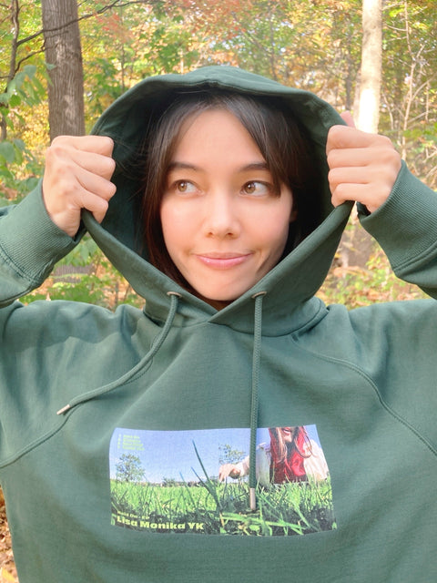 Unisex Eco Hoodie - Hold On EP Jacket Design by Lisa Monika YK (Green/Black/White)